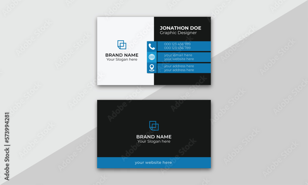 Naklejka premium Double-sided creative business card template. Modern Business Card. personal Business Card. Horizontal and vertical layout. Creative and Clean Business Card Template. Vector illustration.