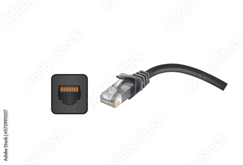 Ethernet port and cable. vector