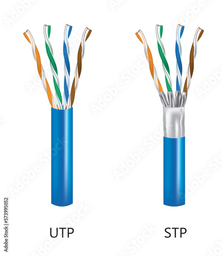 UTP and STP cable. vector photo