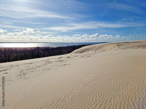 View on Lebsko Lake from Lacka dune in Slowinski National Park. Leba  Poland