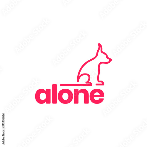 animal pet dog puppy alone line art modern minimal logo design vector