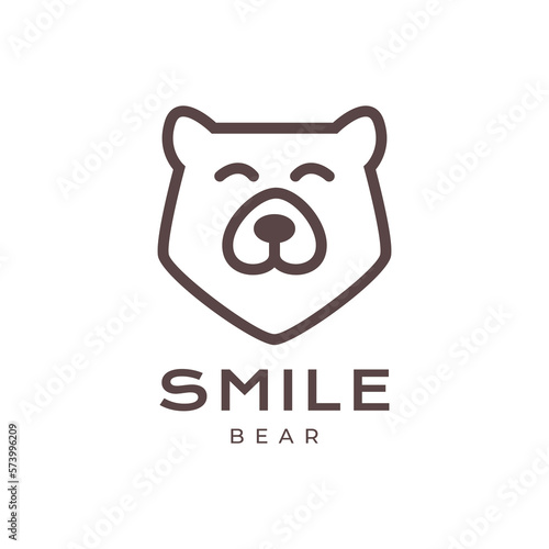 mascot animal beast bear grizzly face smile modern minimalist logo design vector