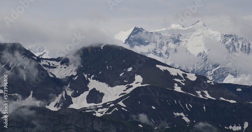 Mountains Schwarzhorn and Schreckhorn seen from Mount Brienzer Rothorn. photo