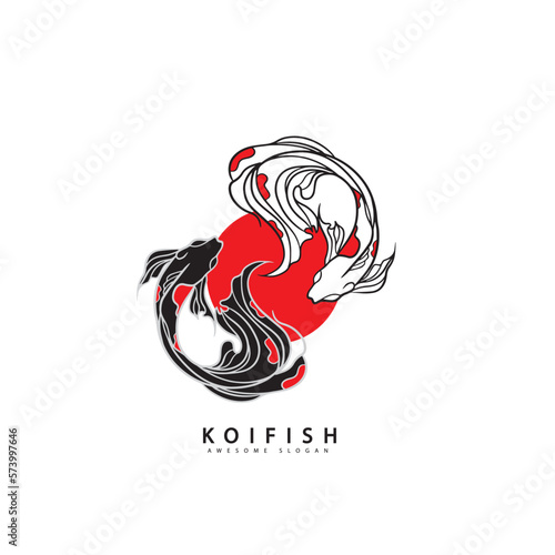 Fish koi logo and symbol vector image