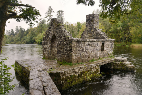 The monks fishing house at Cong Abbey, Co. Mayo, Connacht, Ireland. 15th or 16th C built over the River Cong to catch fish for the Augustinian abbey