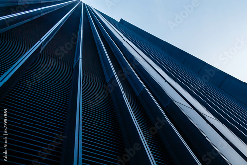 Canvas Print Business Office Building Long Angle View in City of London with Glass Facade