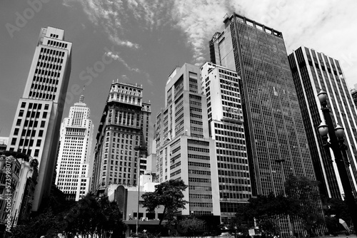 Sao Paulo skyline. Black and white photo vintage style.