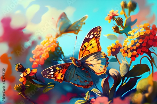 Colorful Summer Spring Flower background. Created with Generative AI Technology