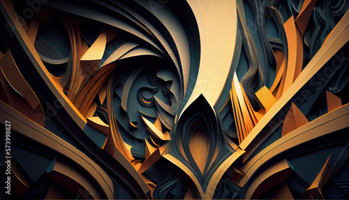 Wallpaper Mural Abstract background, Bright colorful curved details. Trendy simple design layout for presentations, generated ai. Torontodigital.ca