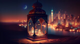 Ramadan Lantern with a city in the background