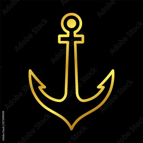 anchor icon, gold anchor vector logo template