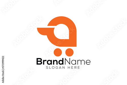 Letter a shopping cart icon logo design template