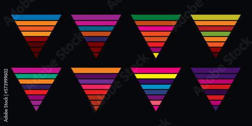 Original vector vintage set. Retro sunset collection in triangular shape.