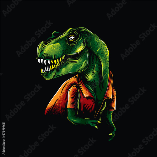 Original vector illustration of a tyrannosaurus rex in a vintage style. T-Rex