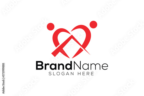 Minimalist home love logo design template