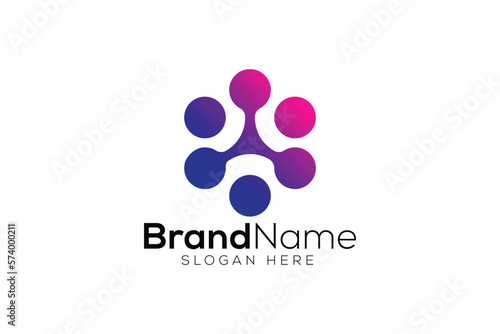 Minimalist letter a polygon tech dot icon logo design template