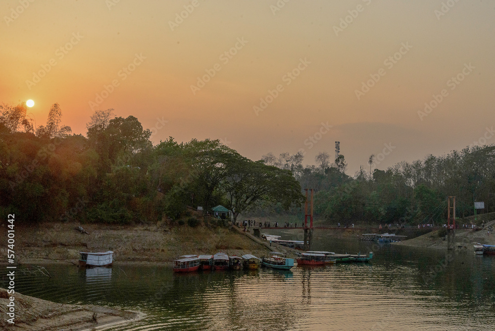 boats at sunset