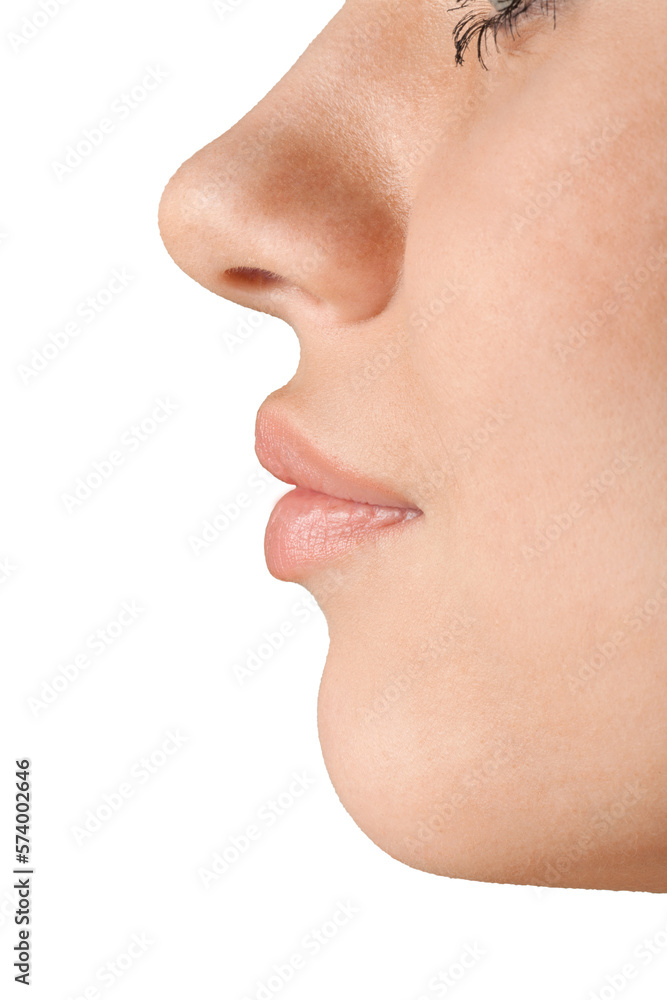 Side view of beautiful woman face with clean skin Side view of beautiful woman face with clean skin