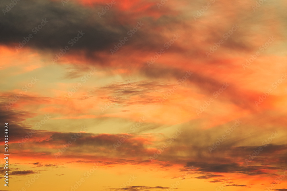 Cirrus clouds sunset sky landscape with beautiful and vivid color.