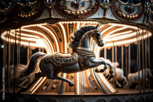 fantasy magical carousel most amazing intricate carousel in the world fairy lights tiny pixies flying in the air,generative ai.