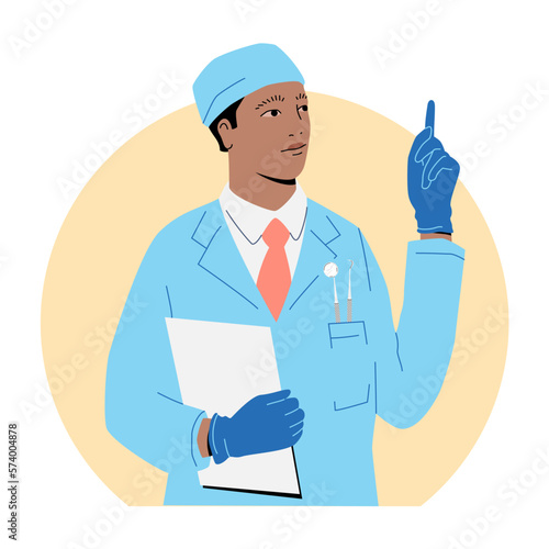 Young Dentist With Pointing Finger