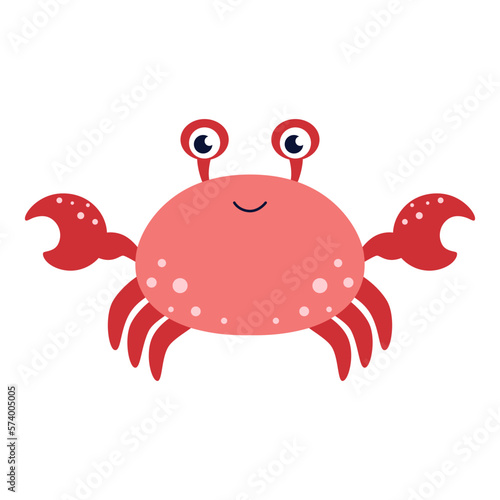 flat vector illustration of cartoon crab isolated on white