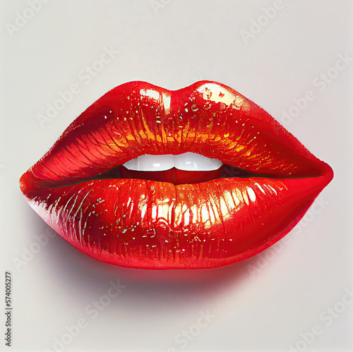 Red Velvet Lips with Superluxurious Gloss, Generative Ai image, white background, transparent background