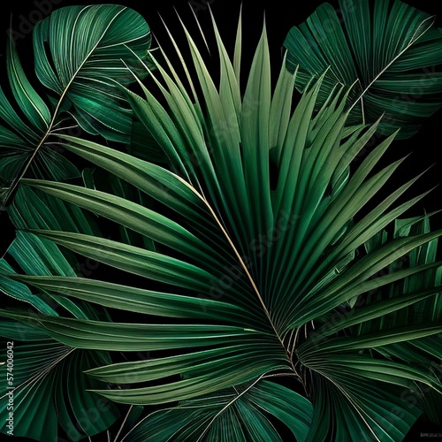 Palm Fern Leaves Near Background Generative AI