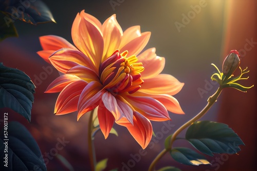 Flower garden of dahlia background. Created with Generative AI Technology