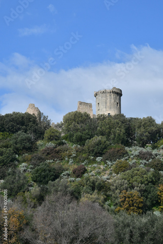 An ancient tower in the archaeological park of Velia  a Greco-Roman city in the Salerno province  Campania state  Italy.