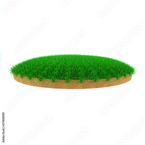 Island Grass on isolated White Background. 3D rendering