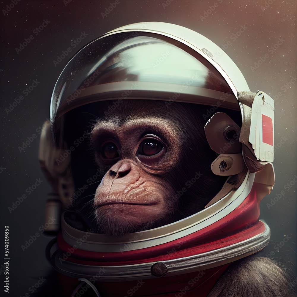 Portrait of Monkey Astronaut, astronaut in the space. Generative AI