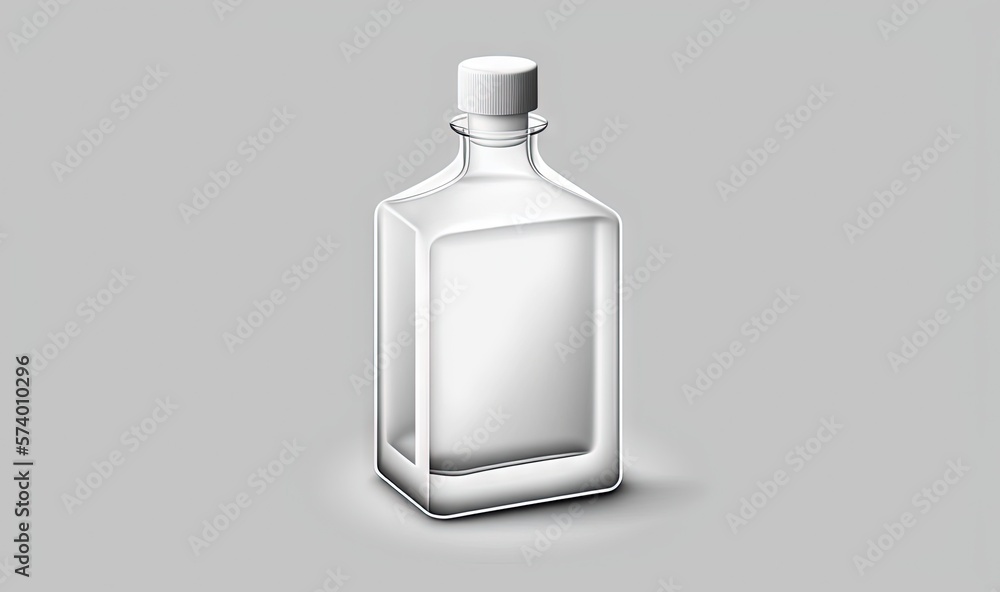 a white bottle with a white cap on a gray background. generative ai a white bottle with a white cap on a gray background. generative ai