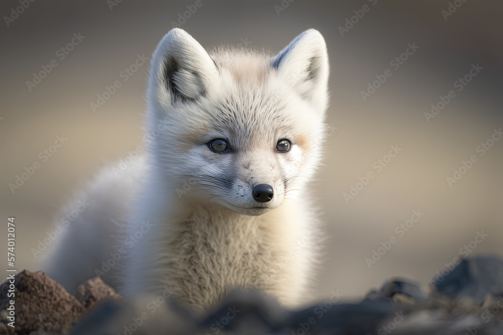 Cute baby polar fox portrait