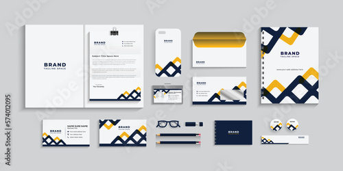 corporate identity template with digital elements. Vector company style for brand book and guideline. Minimal stationery design