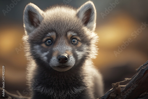 Cute baby wolf portrait
