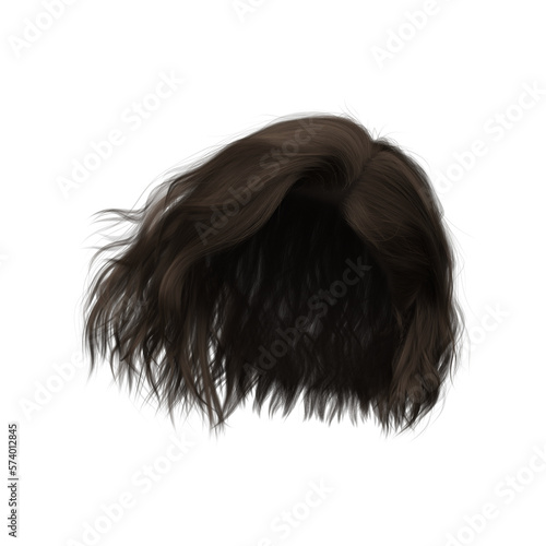 3d render illustration beauty short hair isolated brown brunette