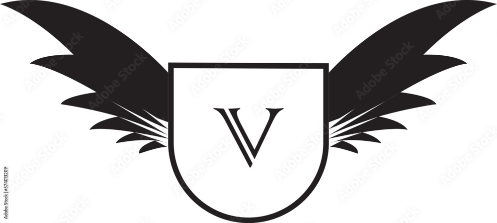 Black White Wing Logo Of V Black White Wing Logo Of V