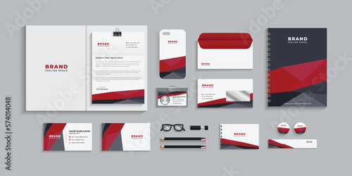 corporate identity template with digital elements. Vector company style for brand book and guideline. Minimal stationery design