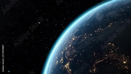 Earth Globe From Space, Close up Shot with earth Edge,With Stars Background,Full HD Element