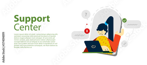 illustration of support center women with decision message