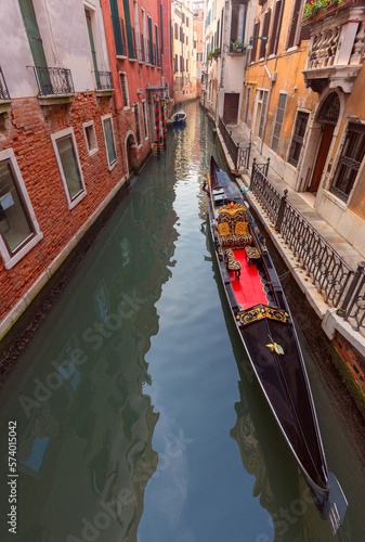View of old traditional Venetian houses along the canal. © pillerss