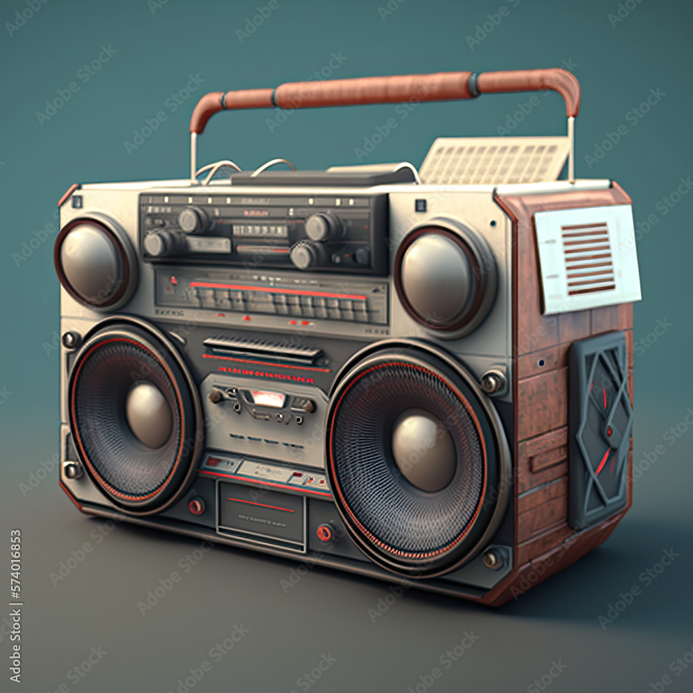 Double the Fun, A Boombox Stacked with Another Boombox created using generative ai Double the Fun, A Boombox Stacked with Another Boombox created using generative ai