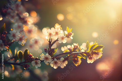 Close Up View of a Beautiful Spring Background Scenery. Created with Generative AI Technology © EzhmaStudio