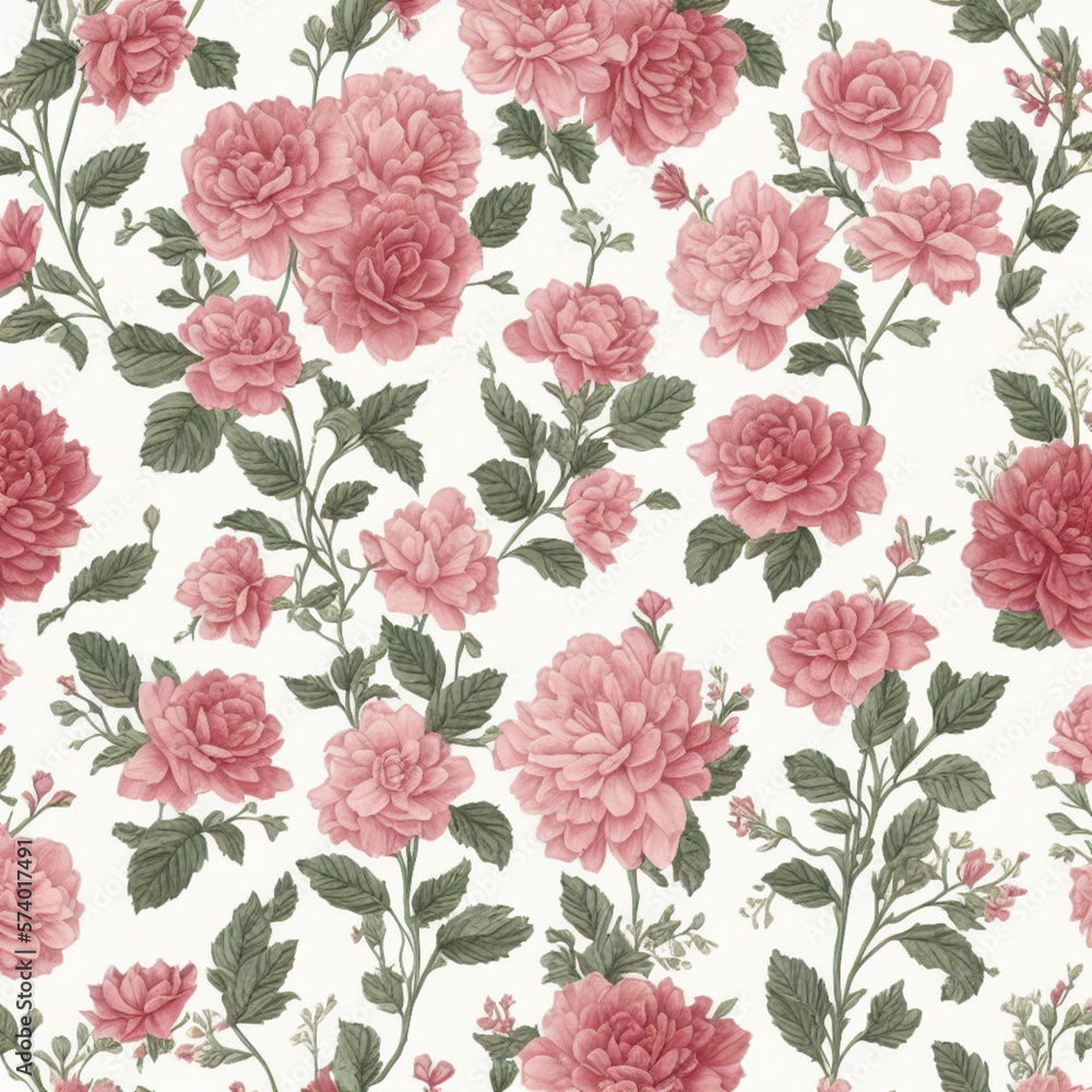 Digital And Textile Geometric Design with vintage flowers