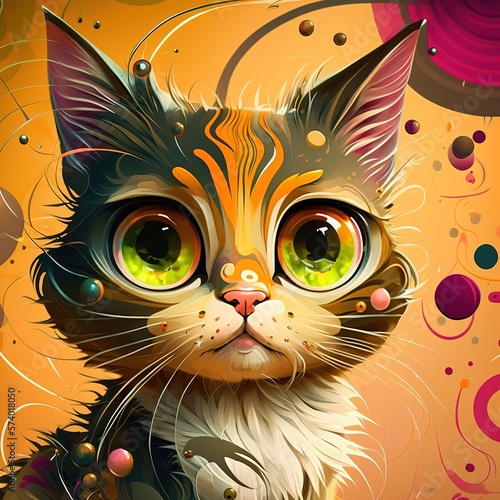 cat on a abstract background color illustration