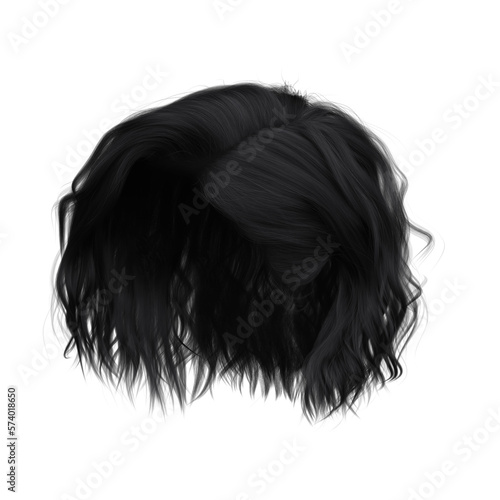 3d render illustration beauty short hair isolated black dark brunette