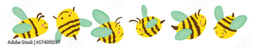 Ilustración en vectores, de abejas o avispas volando, como dibujos animados y pintura digital.