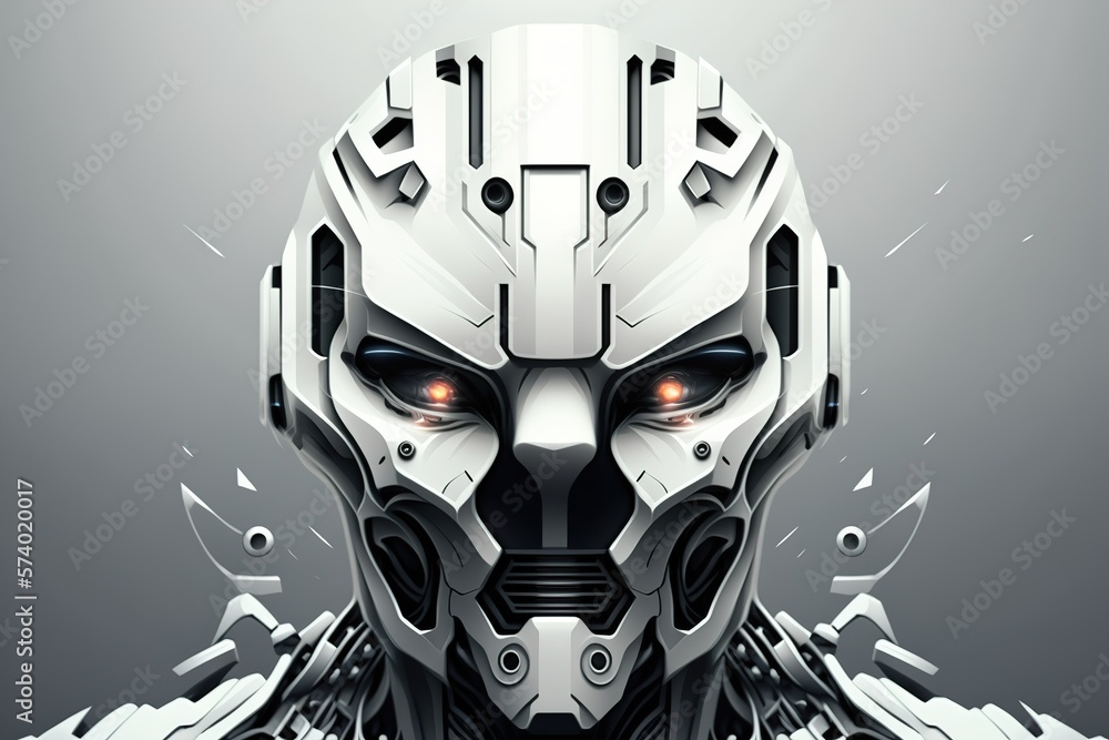 black and white portrait robot of a person black and white portrait robot of a person