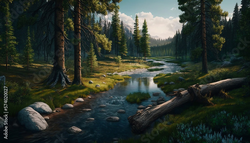a forest landscape with a winding river © Damien